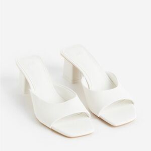 H&M white mules sandal low heel